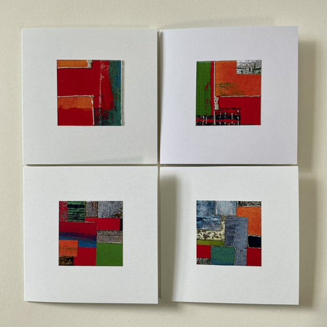 Square Brooch Print Cards, set of four.