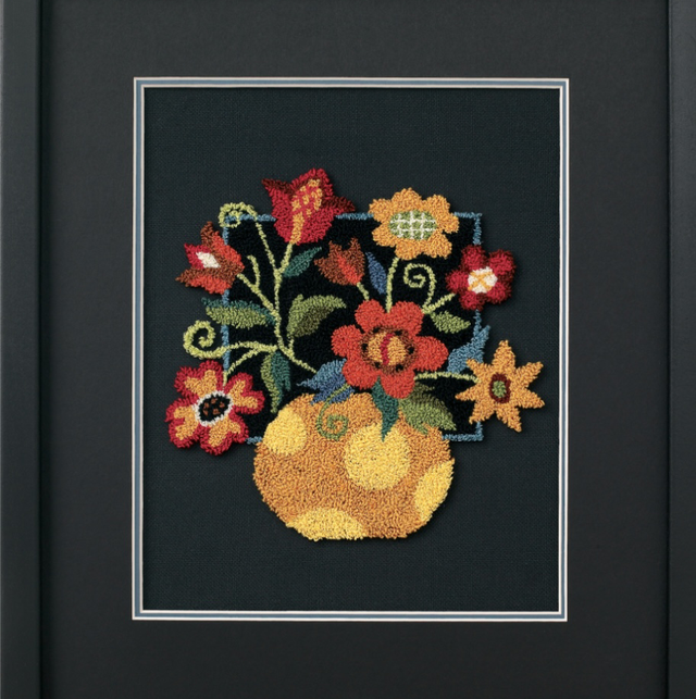 Punch Needle Kit: Floral on Black