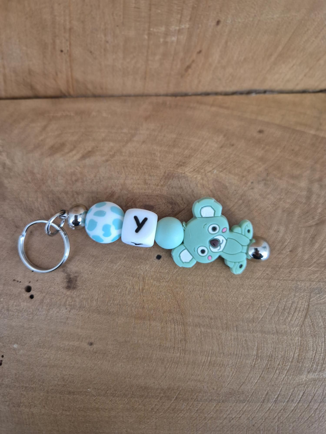 Porte clef panda vert lettre Y