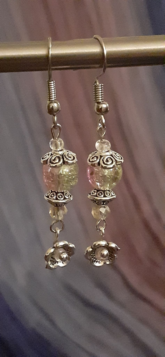 Flore Boucles d'oreilles pendantes rose 2