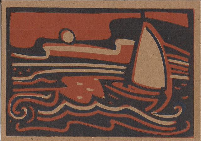 Lino-carte Petit bateau