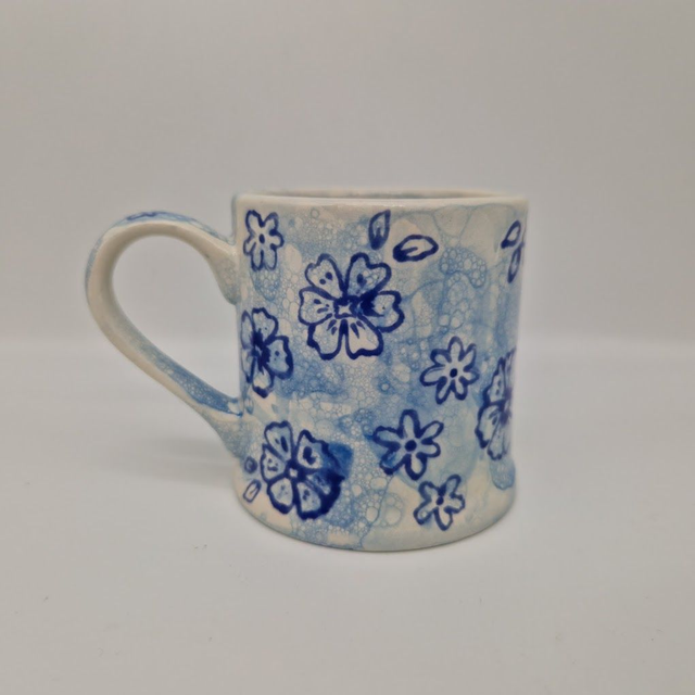 Blue Floral Bubble Mug 