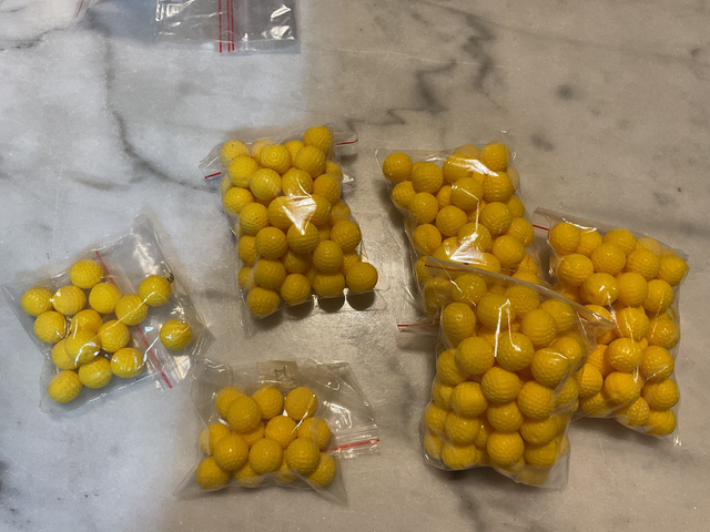 02M ... Billes 14 mm mousse polyuréthane jaune pour lance pierre enfant et cibles fléchettes connectées