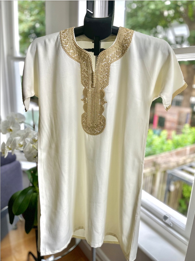 Premium Boys Moroccan Thobe In Off White 