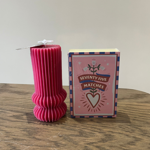 Cadeauset kaars en lucifer roze