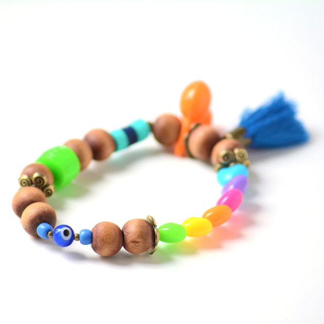 Bracelet éco-responsable - PERLES RECYCLÉES - Multicolore - Pièce Unique