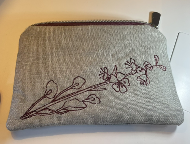 Embroidered linen Crossbody bag