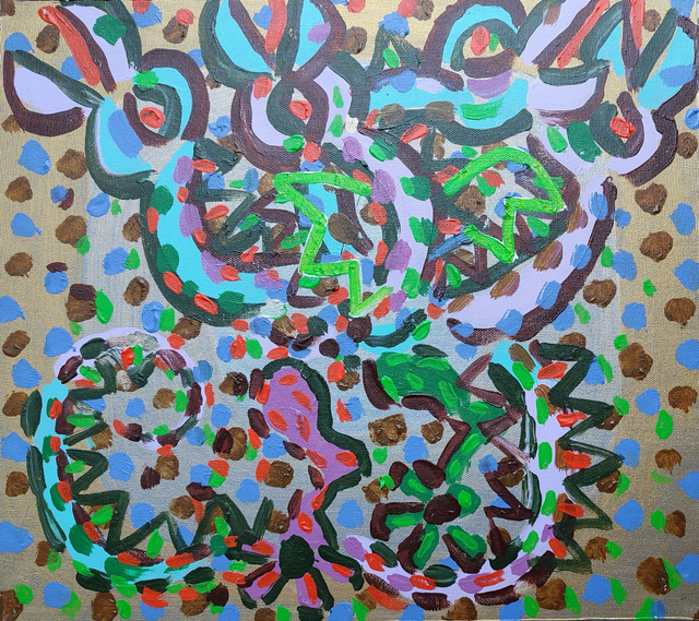 Smoki 41x46 akryl płótno 2018