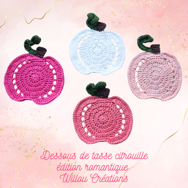 Dessous de tasse citrouille au crochet – Édition romantique