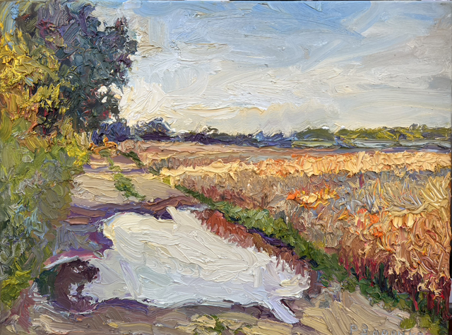 „Goldener Roggen und silbrige Schatten“ – Öl auf Leinwand, 60 × 80 cm | 2024