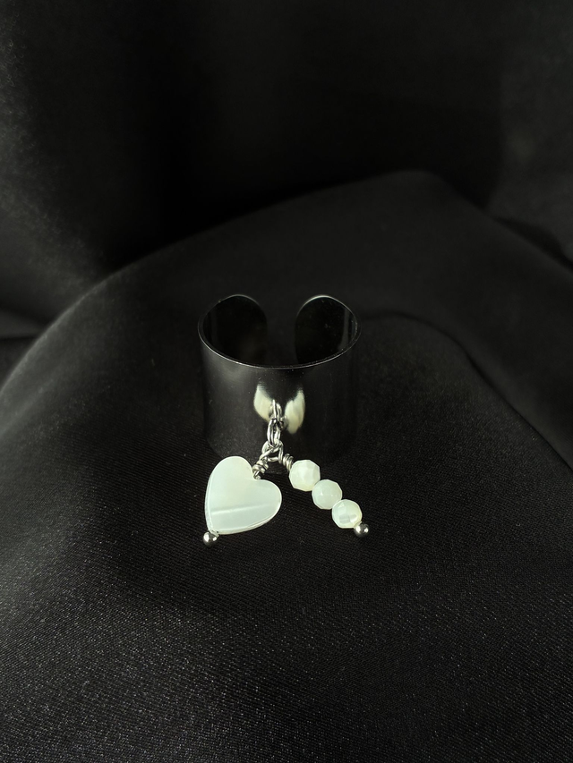 Bague réglable Coeur Nacré Argenté