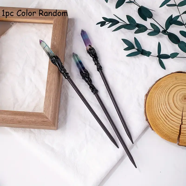 Rainbow Fluorite Crystal Wand &amp; Candle Carver