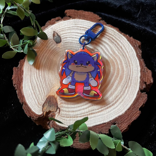 Llavero Sonic // Sonic - acrílico holográfico arcoiris