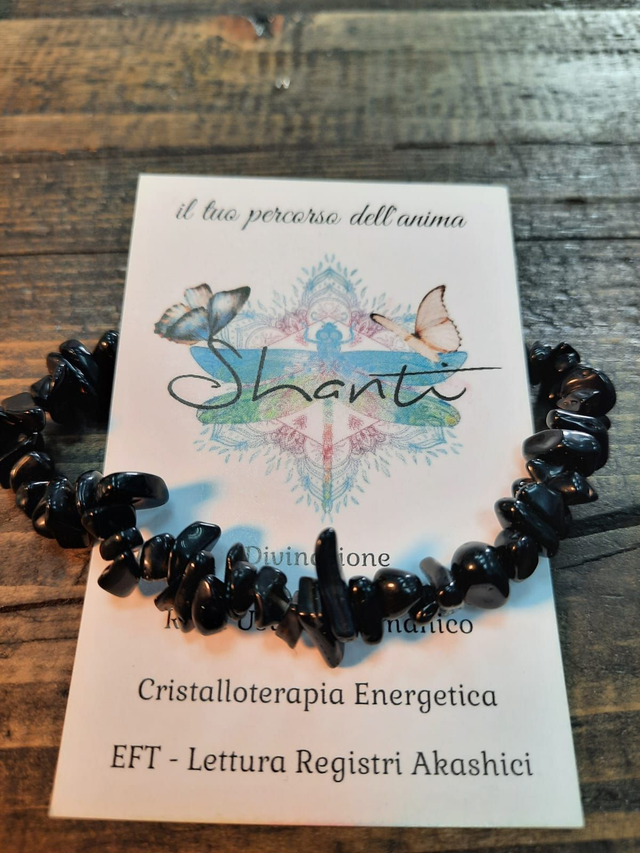 Bracciale uomo chips tormalina nera