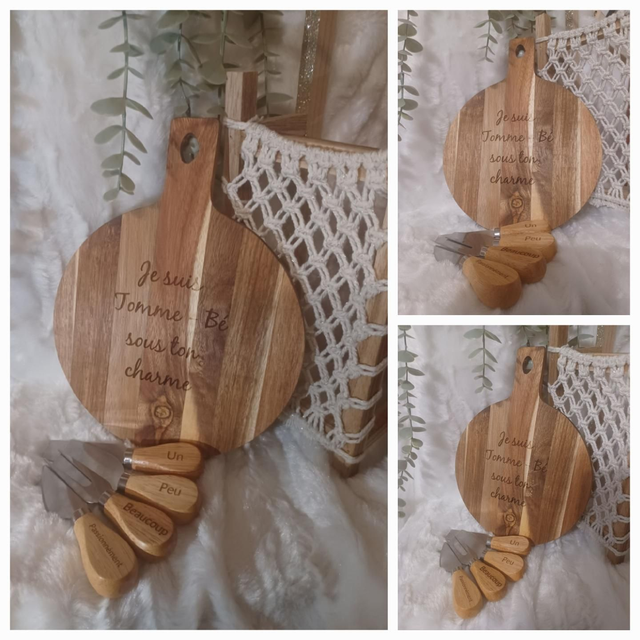 Planche à découper avec 4 couteaux à fromages