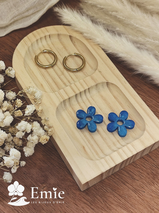 Pampilles Bicolores - Léa 🌸 — Bleu dégradé - Résine Epoxy