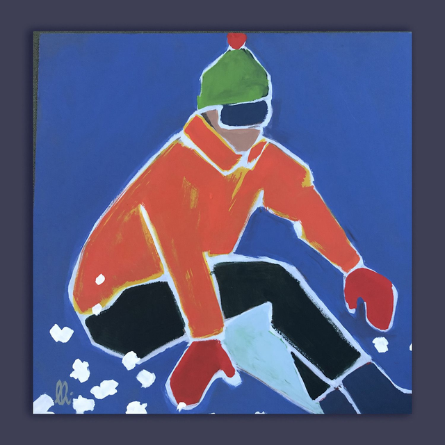 petit tableau skieur10 20X20