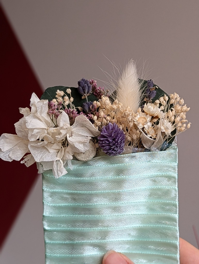 Boutonnière Pochette AZELIE - Blanc &amp; Lavande