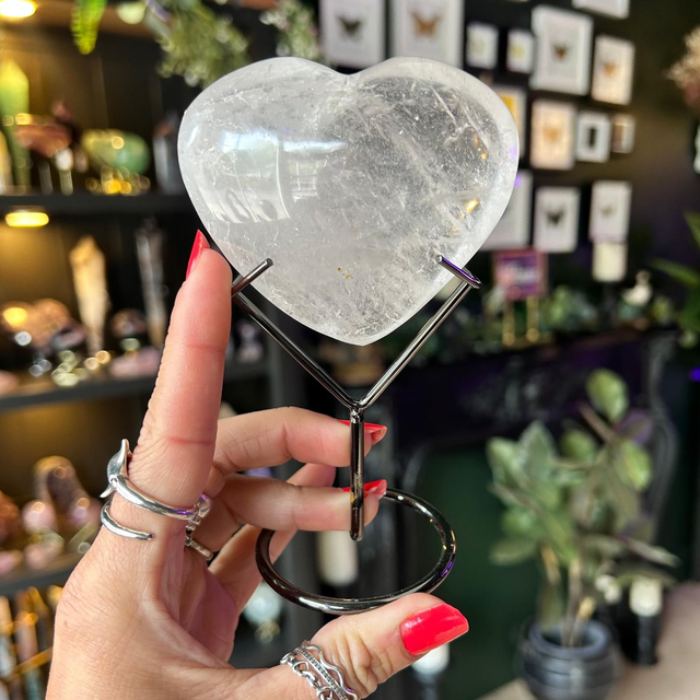 Clear Quartz Heart on Stand