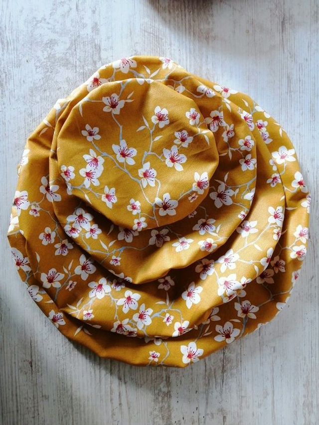 Couvre saladier 22cm en lin ou coton enduit réutilisable