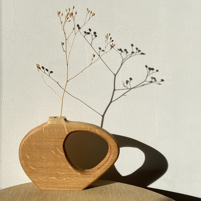 Soliflore Amphore ronde, Chêne