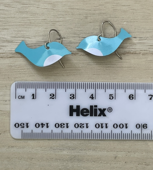 Blue Bird Recycled Tin Earrings