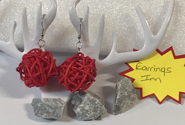 Red Wood Dangling Earrings - SWDE101