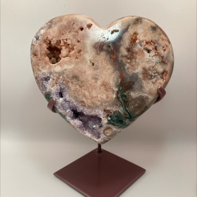 Pink Amethyst &amp; Green Jasper Heart 
