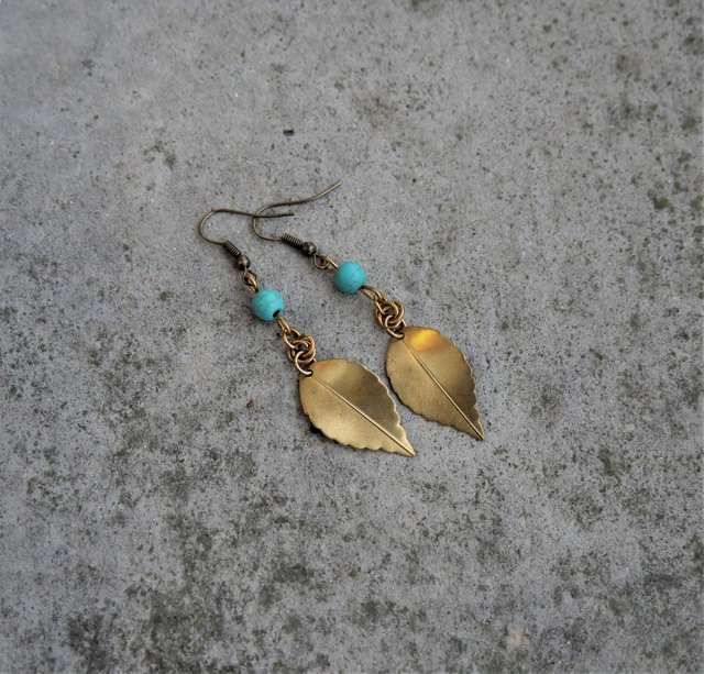 Boucles d'oreille Feuilles d'or