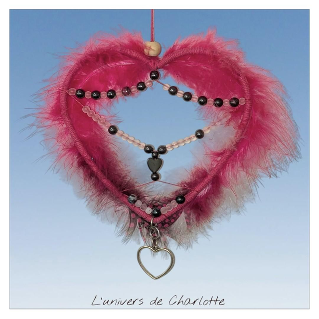 Attrape-rêve &quot;Hématite &amp; Quartz rose&quot; AT-010