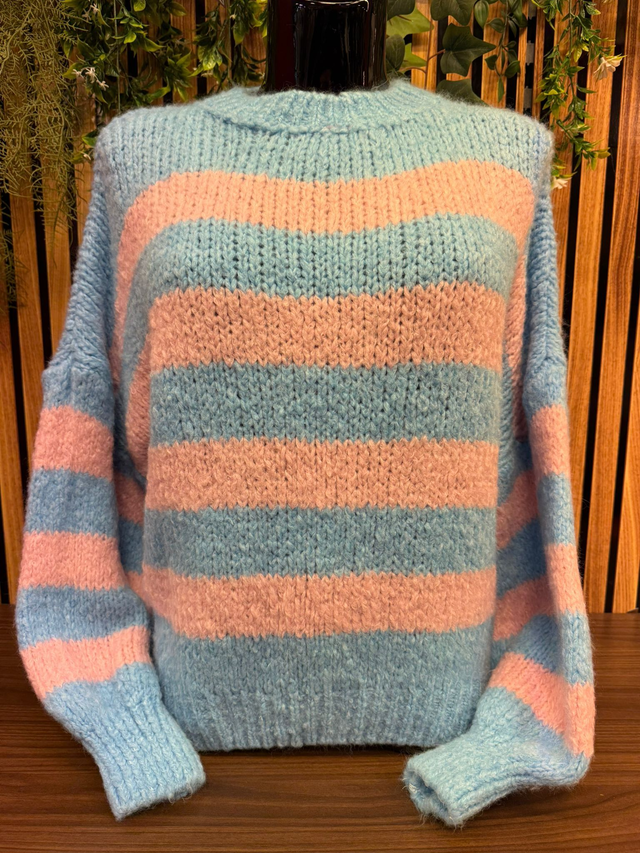 Trui Bibi - Licht blauw/licht roze
