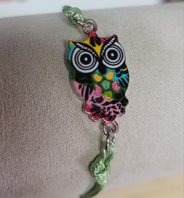 Bracelet simple chouette vert