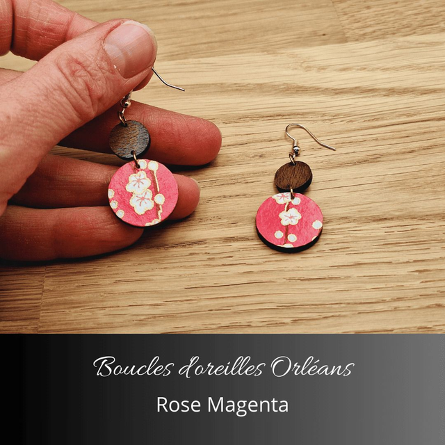 Boucles d'oreilles Orléans - Rose magenta