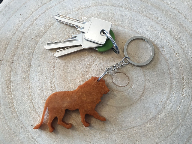 Porte-clés lion brun marbré