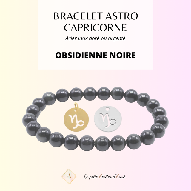 Capricorne - Bracelet Astro Obsidienne Noire