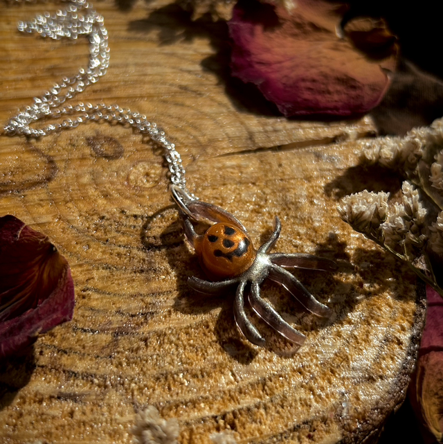 Halloween - Pumpkin Spider Necklace