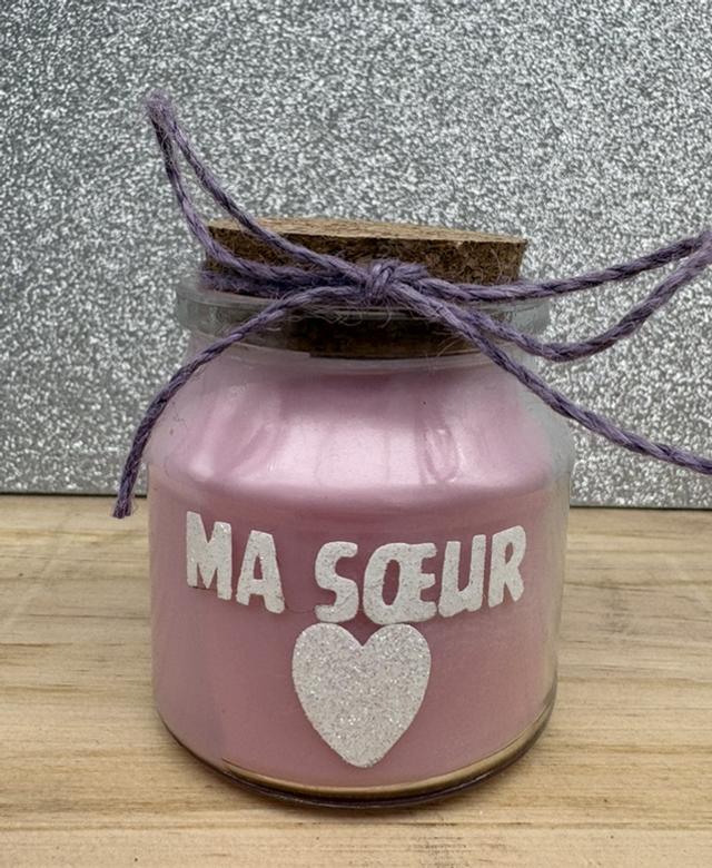 Bougie bocal rose MA SŒUR phospho