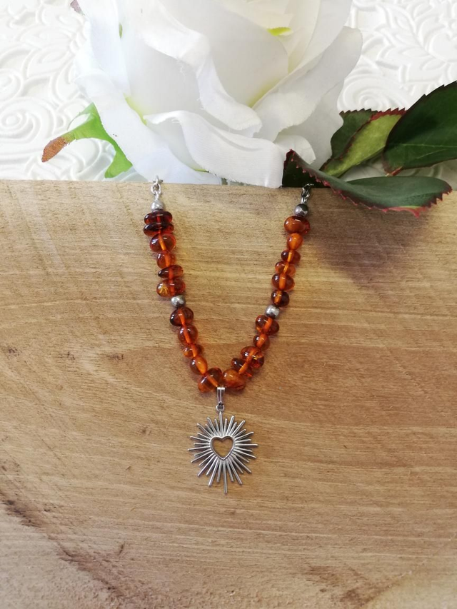 Collier Ambre Cœur Céleste 