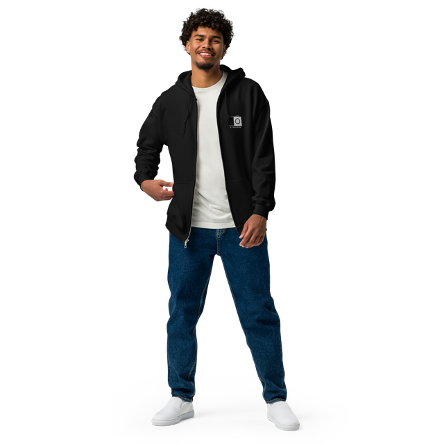 Felpa a zip con cappuccio unisex con logo fotografico