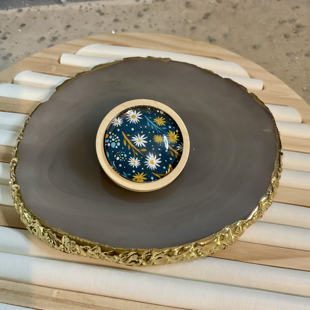 Handmade glass brooch with printed design. Beautiful  gift. 