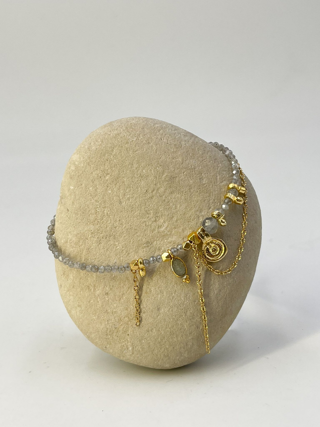 Bracelet rivière de labradorite et chaîne