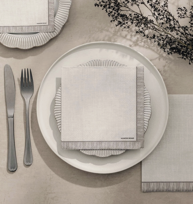 Fringed (Beige) Napkins - Luncheon (pack of 20)