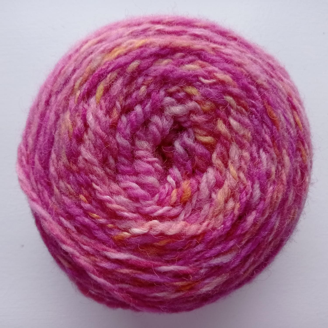 Hand dyed, hand spun Shetland/Polwarth/Silk - Peach blossom