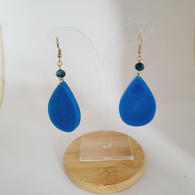 BOUCLE D’OREILLE PENDANTE BLEU 