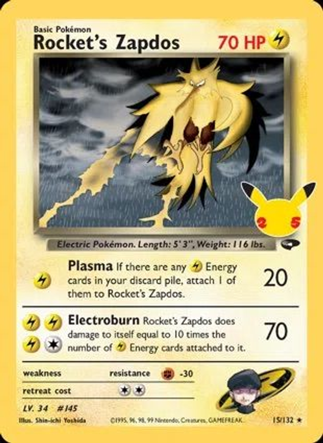 Rocket&#039;s Zapdos - 15/132 (Celebrations - Classic Collection)