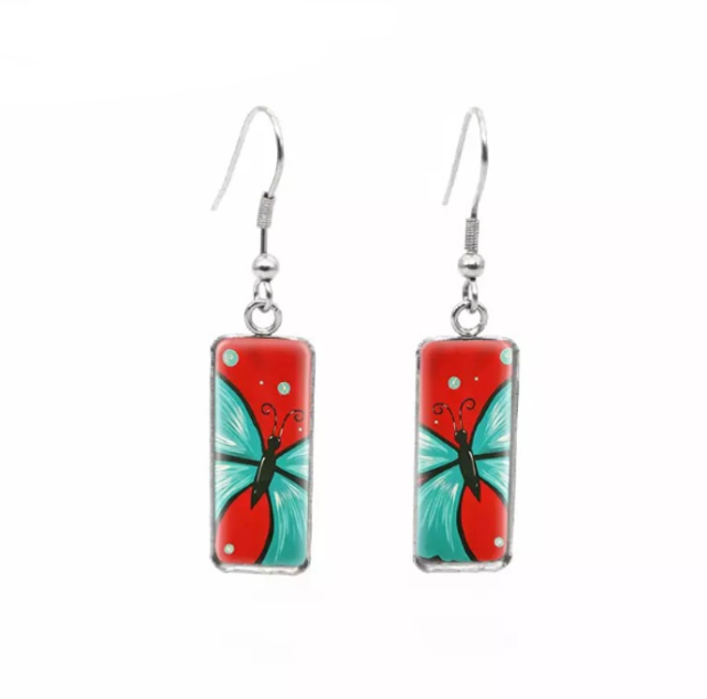 Colourful Butterfly Drop Earrings