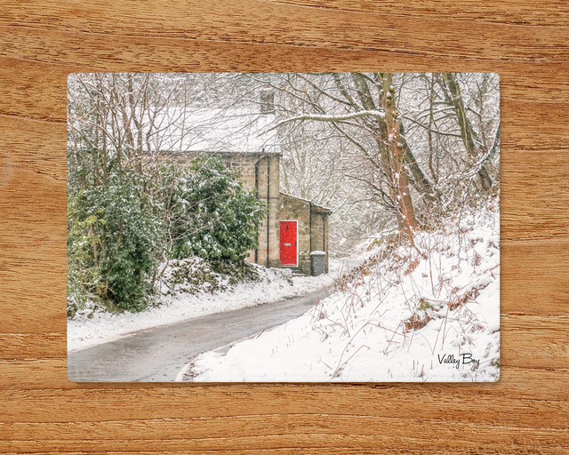 "Snow on Jack Lane Ewden Valley" Glass Worktop Saver 