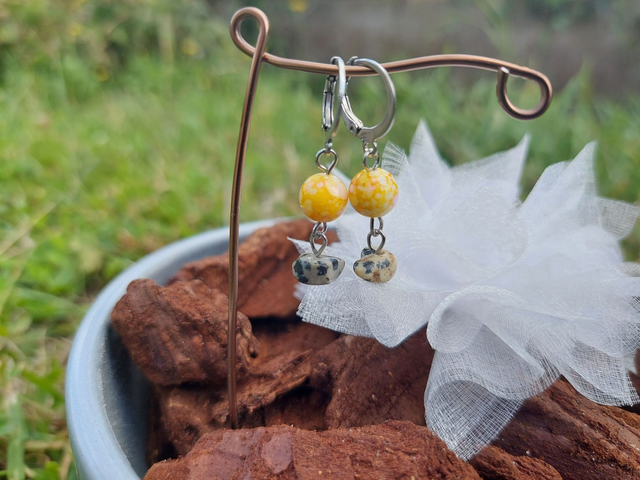 Boucle d'oreille pendante Pierre &amp; Perle