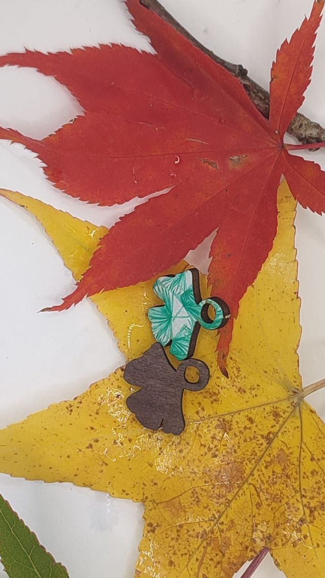 Boucles d' oreilles Gingko double-face interchangeables