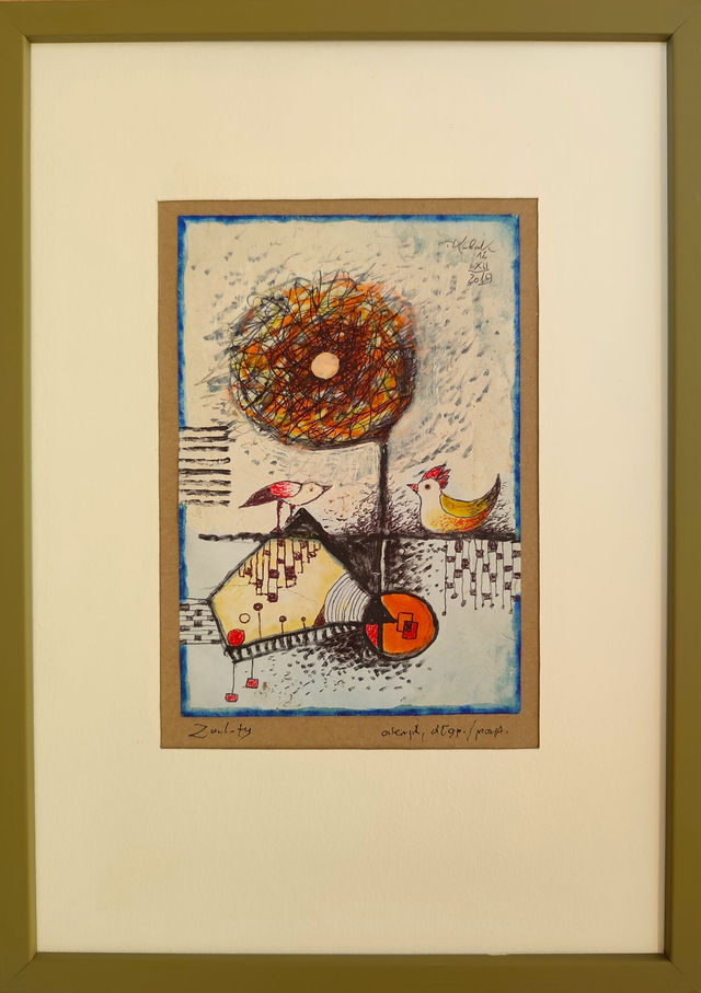 Zaloty, 32x23 (16x11) akryl długopis 2019